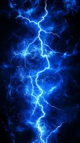 Vertical blue electrical discharge traverses dark field