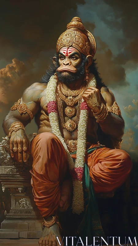 Majestic monkey-headed deity in ornate golden regalia.