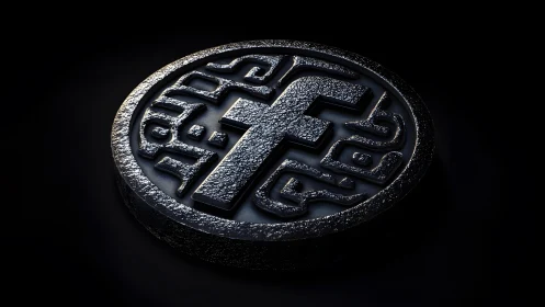 Metallic Facebook Logo Medallion With Tribal Patterns, 3D Art.