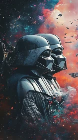 Twin armored dark helms in nebular battlefield alignment