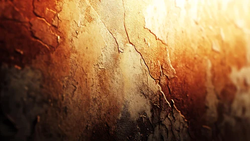 Weathered Textured Wall Close-Up with Warm Sunlight Glow.