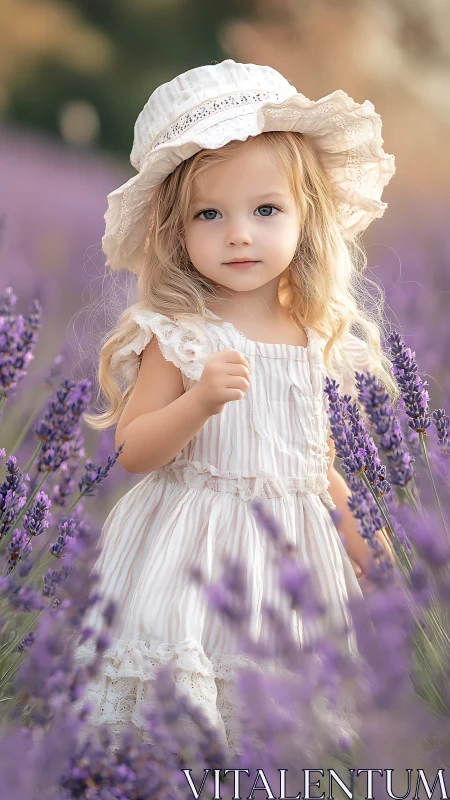 Lavender Dreams: Golden Child in Whispered White Elegance.