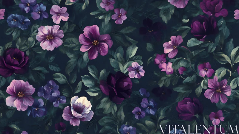 Midnight Bloom Symphony: Jewel-Toned Petals Dance.
