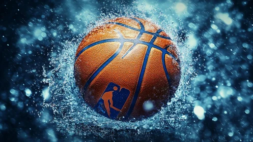 High-impact photorealistic basketball splash composition.