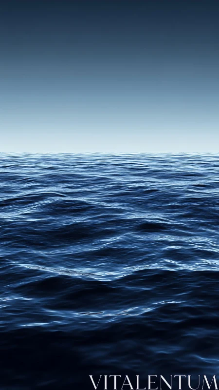 Open ocean surface under clear gradient sky at dusk.