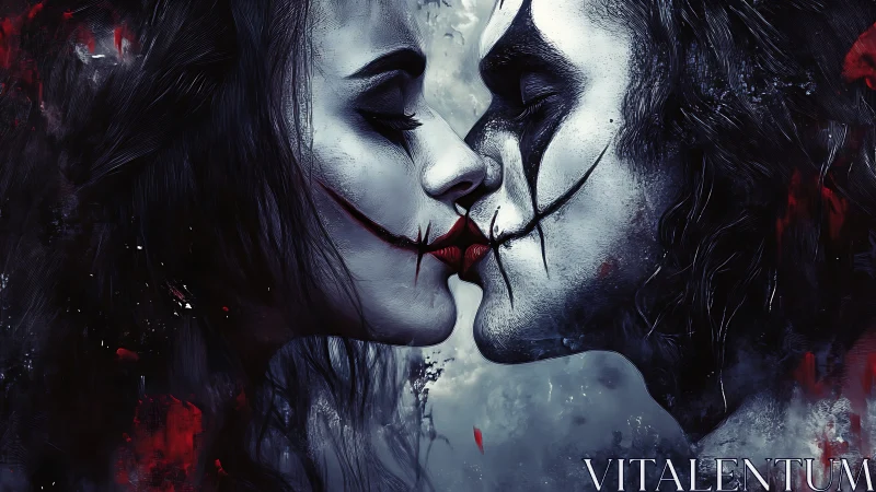 Dual Visages Unified: Intimate Portrait with Digital Abstraction.