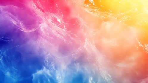 Colorful ocean waves glow softly in dreamy sunset light