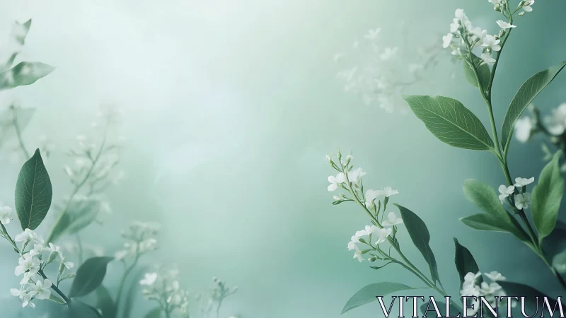 Soft-focus white blossoms with shallow depth and cyan-toned bokeh