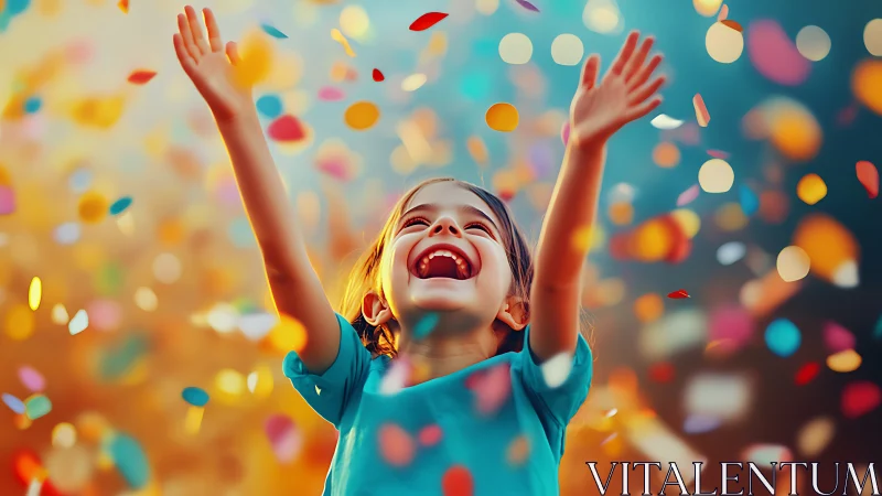 Joystorm of confetti as a laughing child crowns the sky.