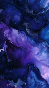 Cosmic indigo and violet fluid abstract painting texture.