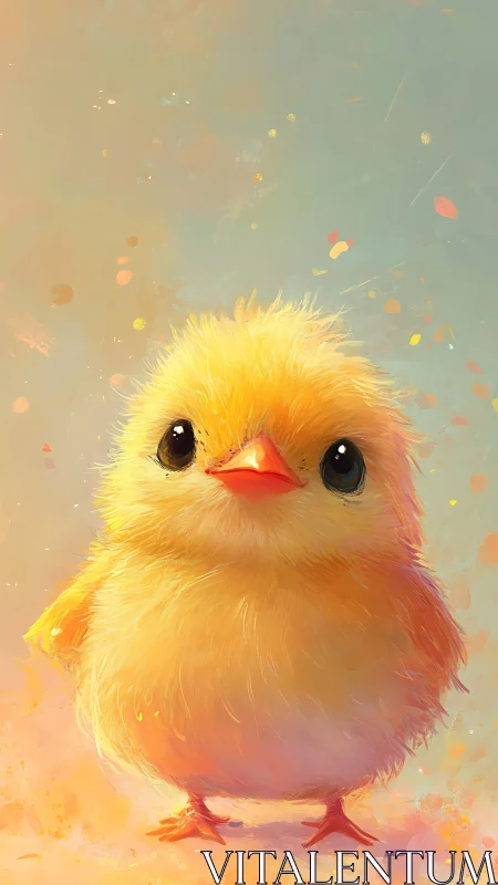 Luminous Chick Portrait: Soft Gradient Digital Rendering.