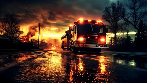 Emergency Response: A Fire Truck's Urgent Mission.
