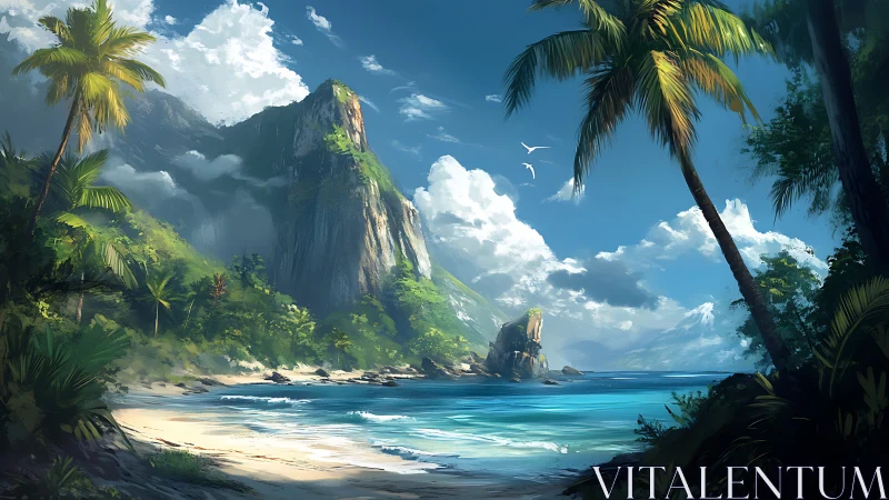 Tropical Paradise: Towering Cliffs Frame Pristine Coastal Haven.