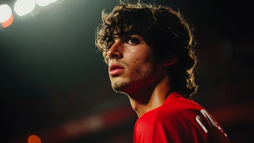 Floodlit focus on a young player chasing stadium dreams.