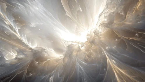 Radiant clouds swirl gently around a luminous celestial core