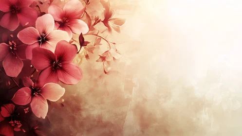 Blooming Red Flowers Dance in Soft, Dreamy Light.