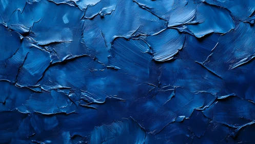 Textured cobalt blue impasto surface in close-up view.