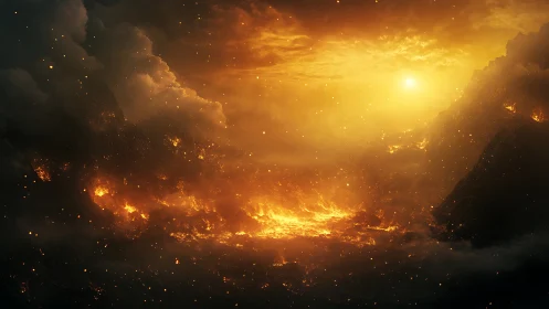 Volcanic Valley with Molten Lava Field.