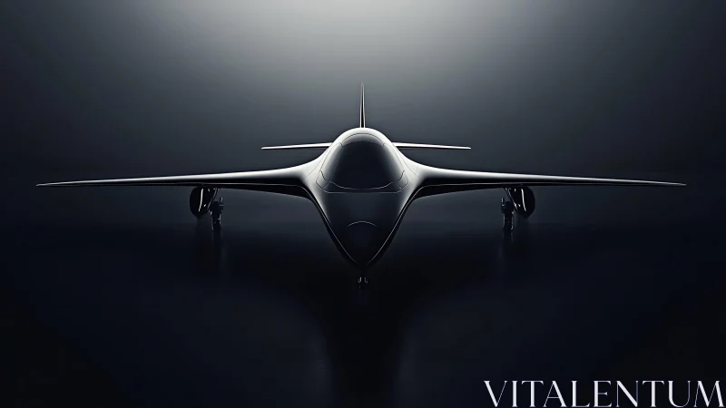 Symmetric frontal render of stealth-inspired concept jet aircraft.
