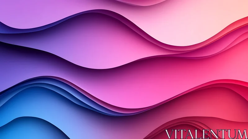 Layered gradient waves blend cool blues and warm pinks.