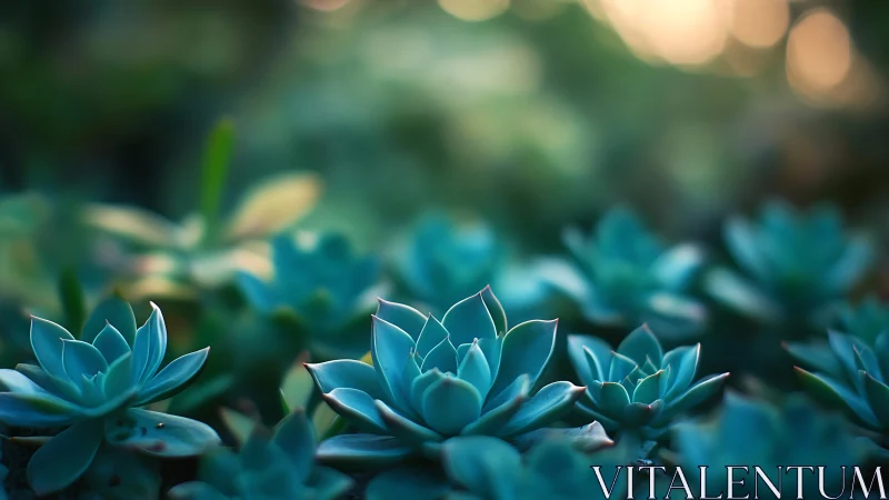 Twilight succulents whisper quietly in teal and soft bokeh