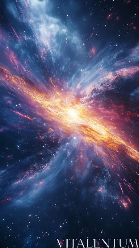 Cosmic nebula eruption with radiant stellar core flare.