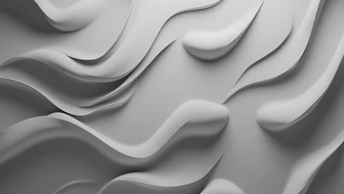 Flowing Abstract 3D Waves in Minimalist Monochrome Style.