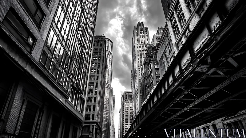 City canyons in monochrome mood and soaring steel lines.