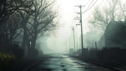 Fog-drenched suburban street humming with quiet suspense.