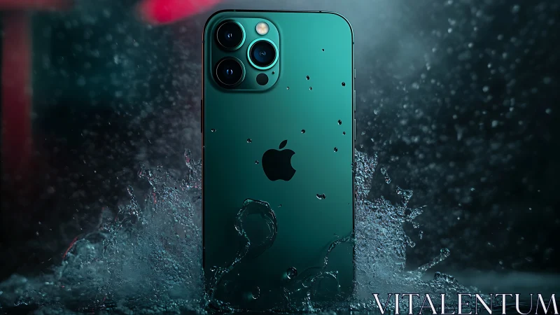 Teal iPhone 12 Pro in Dynamic Water Splash.