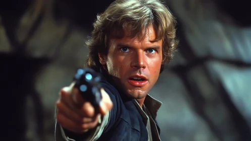 Man points handgun toward camera in low depth-of-field shot