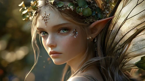Elven forest nymph portrait rendered in luminous detail