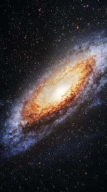 Edge-on spiral galaxy with dense starfield and luminous core