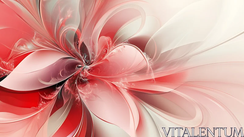 Ethereal crimson flower blooms in swirling fractal light.