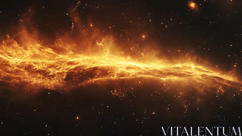 Luminous orange plasma band extends through dense star field