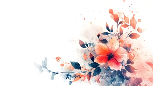 Vibrant flower illustration with abstract watercolor bursts.
