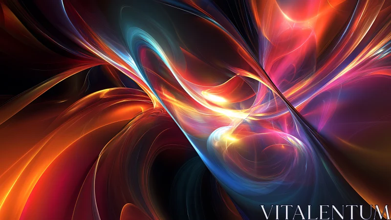 Vibrant abstract light waves in fluid fractal motion.
