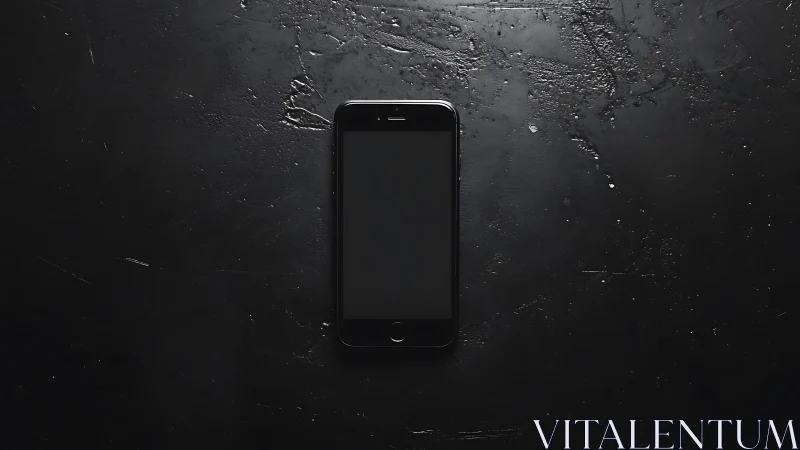 Smartphone on Dark Weathered Surface. Minimalist Device Study