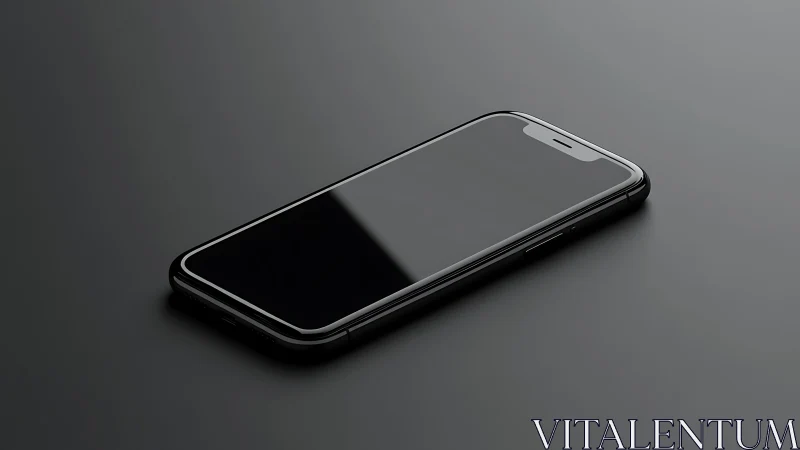Isometric Black Smartphone With Minimalist Form Language.