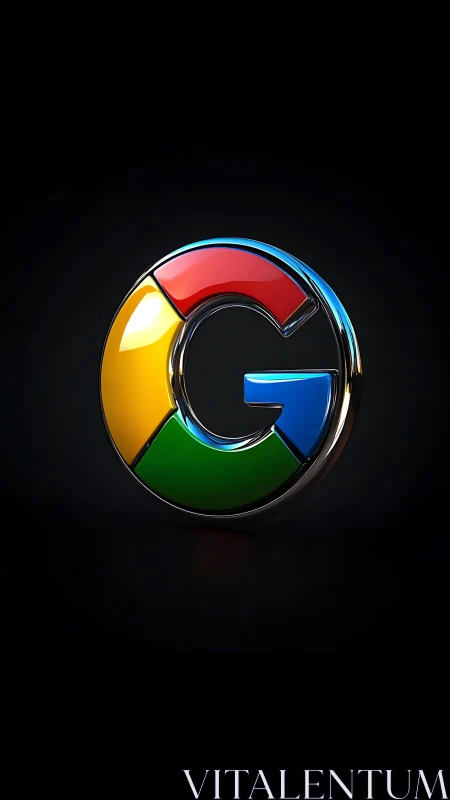 Google Logo: Glossy 3D Rendered Emblem in Chrome.