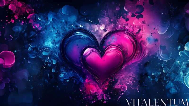 Neon Heart Explosion: Love Pulses Through Cosmic Nebula.
