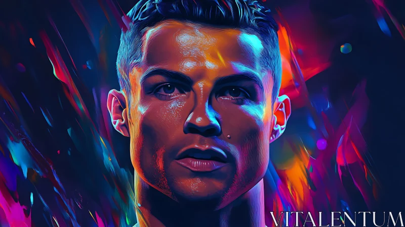 Vibrant digital portrait glows with bold neon color energy