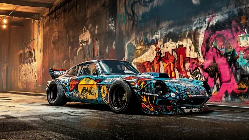 Street-lit drift legend wrapped in explosive graffiti color.