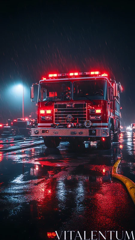 Fire Engine Emergency Response Vehicle in Wet Conditions