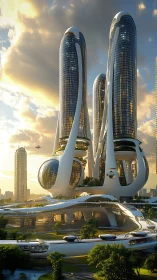 Futuristic Twin Towers with Spherical Connectors. Period.