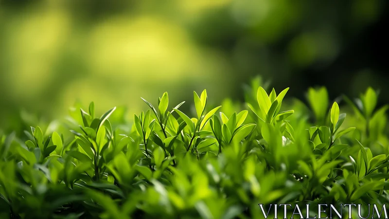 Fresh spring leaves basking in gentle golden morning light.