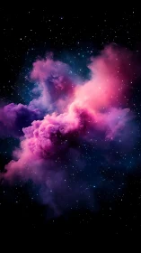 Volumetric magenta nebula cloud contrasts against dense starfield