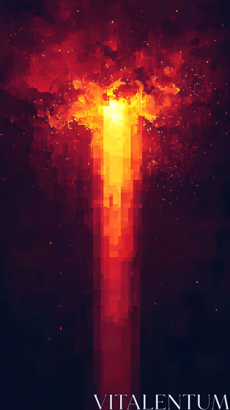 Pixelated Luminous Beacon Digital Art