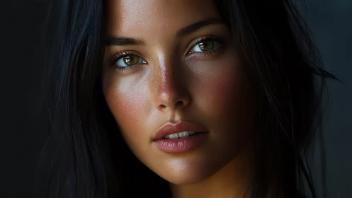 Soft directional lighting defines hyperrealistic female portrait skin