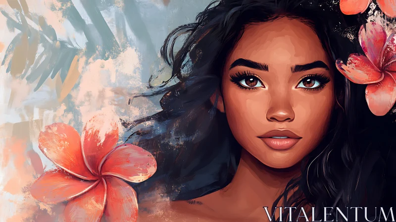 Warm island portrait glows with gentle florals and calm eyes